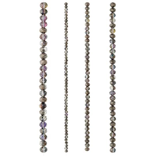 12 Packs: 4 ct. (48 total) Gray Faceted Glass Rondelle Beads by Bead Landing™
